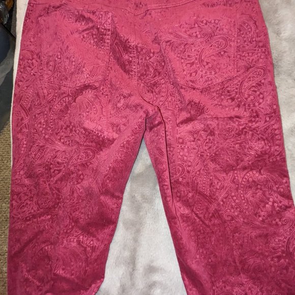 Ladies Elle Dark Red Paisley Corduroy Jeans Size 16R - Picture 5 of 6